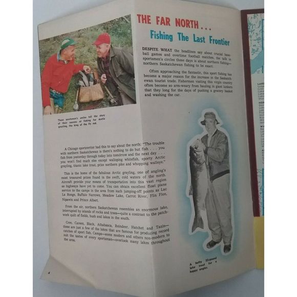 Vintage 1960s Official Saskatchewan Invites Angler Fishing Travel Map Guide Fish - Picture 5 of 12